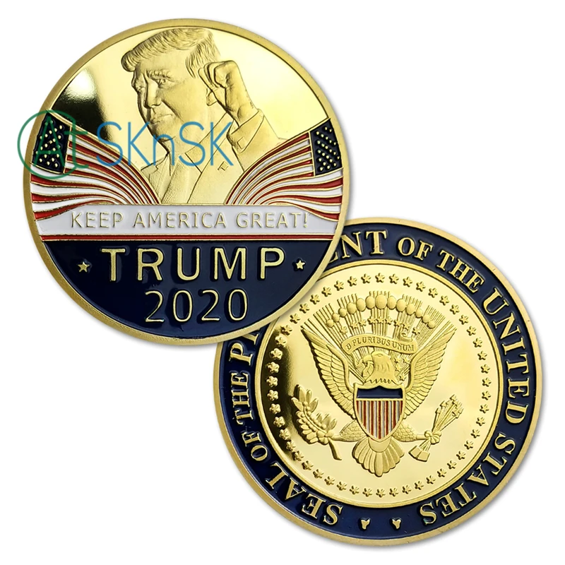 

Trump 2020 Presidential Reelection Slogan KEEP AMERICA GREAT ! Trump Presidential Challenge Coin Gold Plated Souvenir Coins