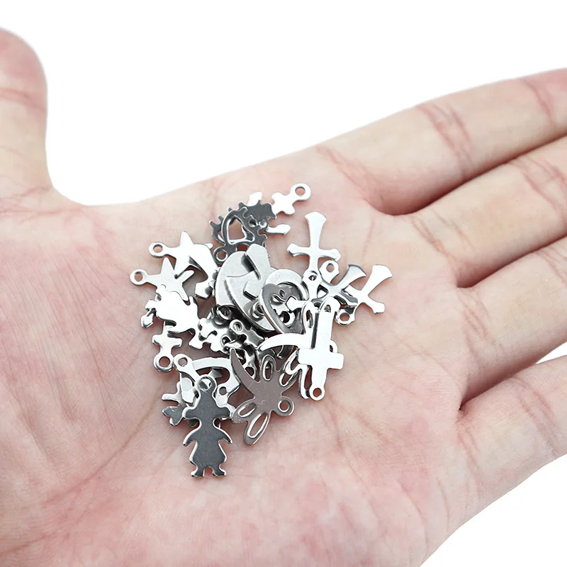 100pcs Stainless Steel Silver Tone Lovely Moon Star Heart Anchor Cross Key Floating Dangle Charm for DIY Jewelry Making Crafts
100pcs Stainless Steel Silver Tone Lovely Moon Star Heart Anchor Cross Key Floating Dangle Charm for DIY Jewelry Making Crafts