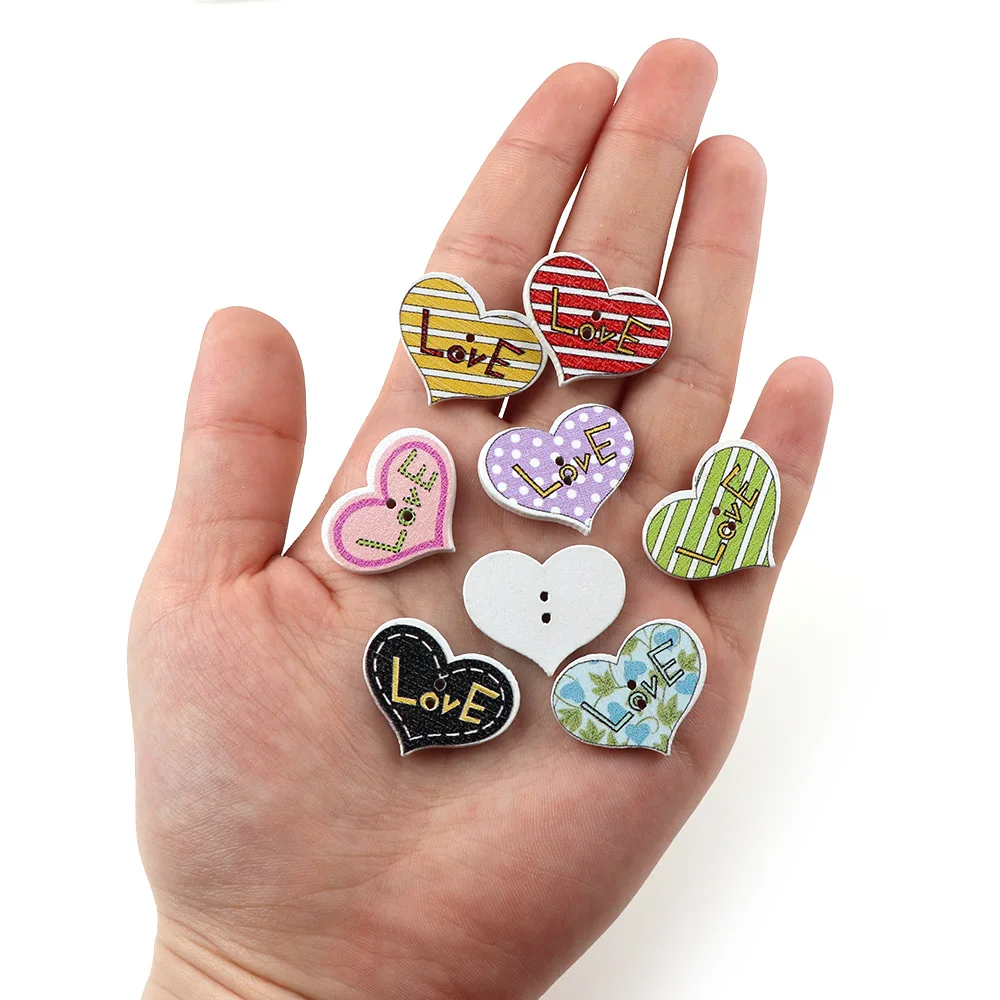 50Pcs Mixed Multi Color Heart-Shaped Wood Buttons 2 Holes Fabrics Wooden Buttons DIY Accessories 25*20mm
50Pcs Mixed Multi Color Heart-Shaped Wood Buttons 2 Holes Fabrics Wooden Buttons DIY Accessories 25*20mm