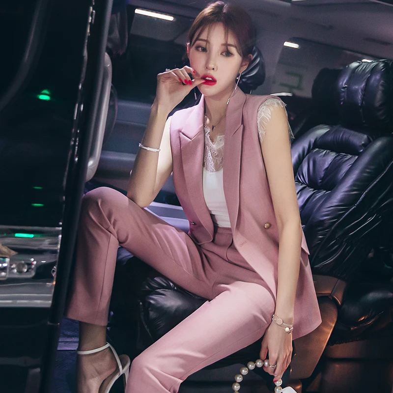 Set female summer dress new pink OL temperament commuter sleeveless suit vest pants suit women fashion straight pants two-piece
Set female summer dress new pink OL temperament commuter sleeveless suit vest pants suit women fashion straight pants two-piece