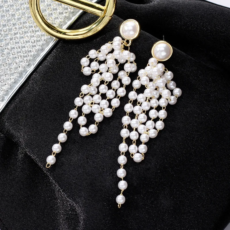 Korean Simulated Pearl Beads Tassel Long Drop Earrings For Women Party Fashion Jewelry Dangle Earring 2019 Handmade
Korean Simulated Pearl Beads Tassel Long Drop Earrings For Women Party Fashion Jewelry Dangle Earring 2019 Handmade