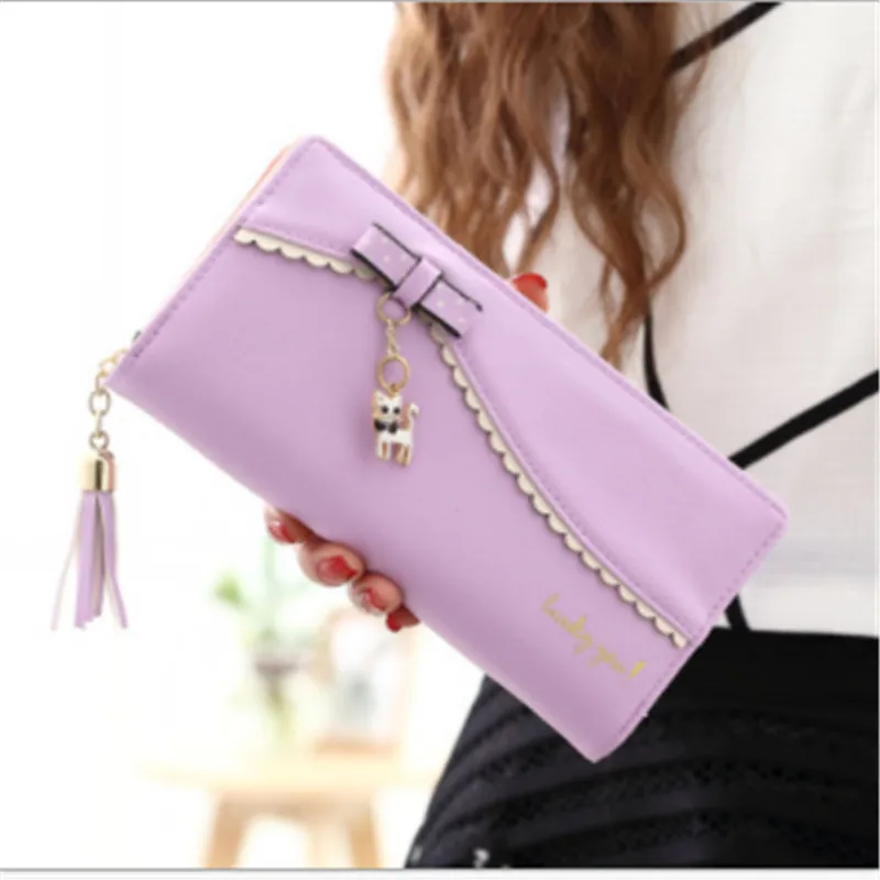 PU Leather Women Long Wallet Sweet Bow Handbags Cute Cat Pendant Tassel Card Holder Lady Long Wallet Coin Purse cartera mujer
PU Leather Women Long Wallet Sweet Bow Handbags Cute Cat Pendant Tassel Card Holder Lady Long Wallet Coin Purse cartera mujer