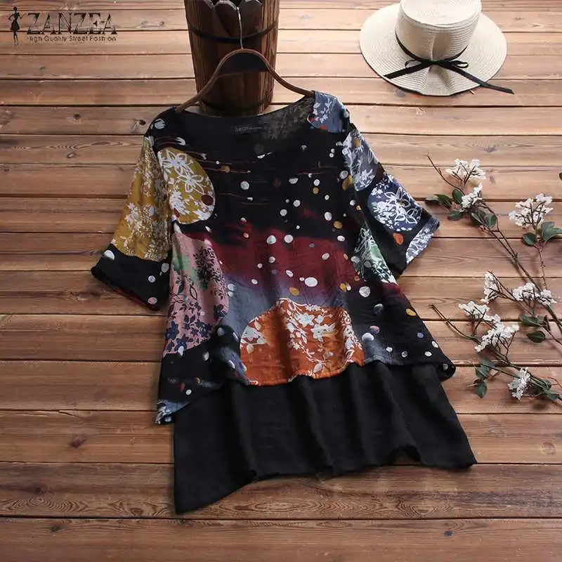 Women Tops and Blouses ZANZEA 2019 Summer Ladies Work Shirt Print Patchwork Fate Two Pieces Blusas Tunic Tops Blusa Feminina 5XL
Women Tops and Blouses ZANZEA 2019 Summer Ladies Work Shirt Print Patchwork Fate Two Pieces Blusas Tunic Tops Blusa Feminina 5XL