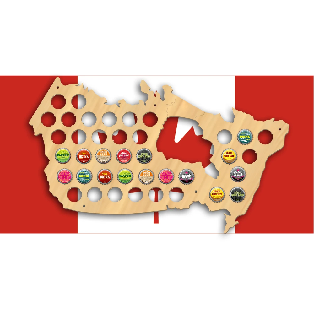 Creative Wooden Craft Canada Cap Map