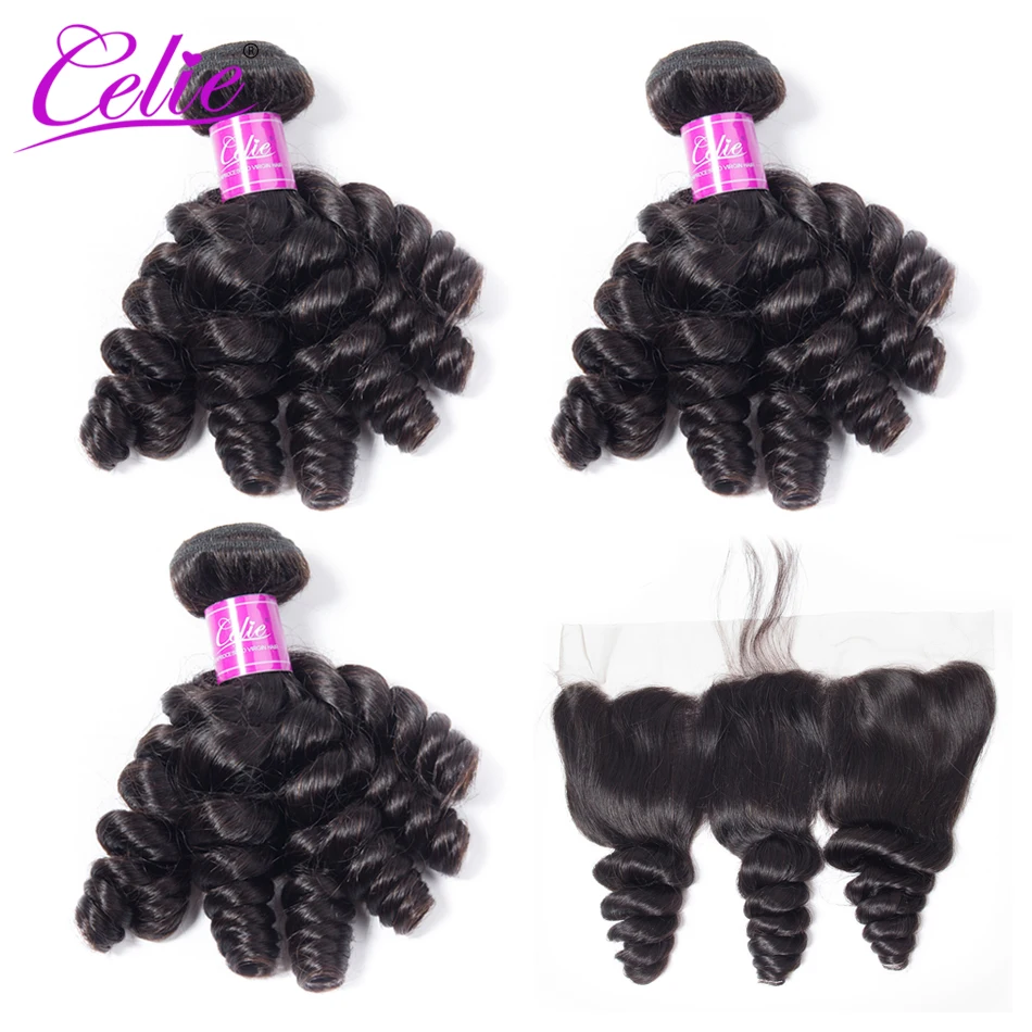 Celie Hair Funmi Human Hair Bundles With Closure 4 Pcs/Lot Remy Brazilian Loose Curly Lace Frontal Closure With Bundles
Celie Hair Funmi Human Hair Bundles With Closure 4 Pcs/Lot Remy Brazilian Loose Curly Lace Frontal Closure With Bundles