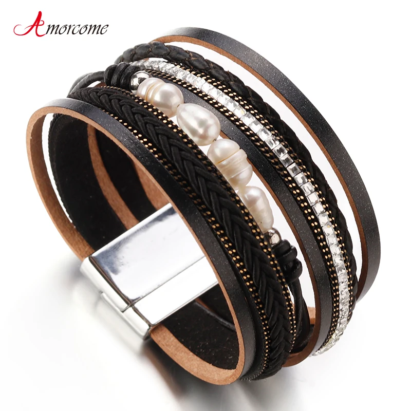 Amorcome Leather Bracelets for Women & Men 2019 Fashion Ladies Natural Pearl Multilayer Wide Wrap Bracelet Female Jewelry Gift
Amorcome Leather Bracelets for Women & Men 2019 Fashion Ladies Natural Pearl Multilayer Wide Wrap Bracelet Female Jewelry Gift