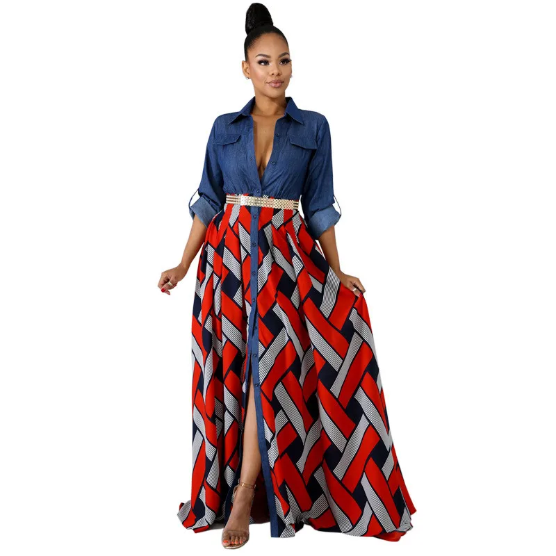 2019 New Denim woven print summer Sexy Dress party Women Streetwear beach Dress Bodycon vestido long Dresses spring free ship
2019 New Denim woven print summer Sexy Dress party Women Streetwear beach Dress Bodycon vestido long Dresses spring free ship