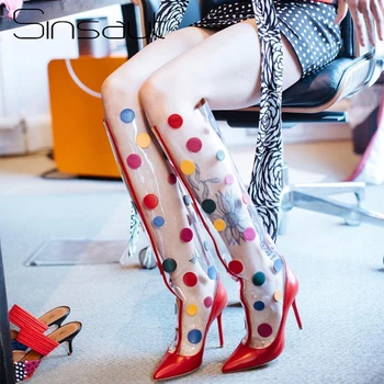 Sinsaut Shoes Women Transparent Boots Spring Autumn High Heel Perspex Waterproof Shoes Clear PVC with Dot Over the Knee Boots
Sinsaut Shoes Women Transparent Boots Spring Autumn High Heel Perspex Waterproof Shoes Clear PVC with Dot Over the Knee Boots
