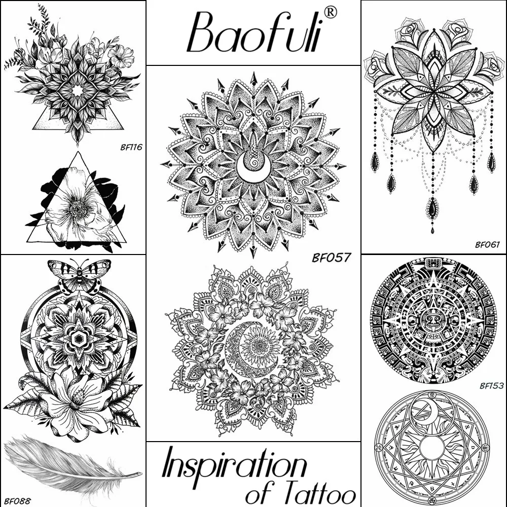 Mehndi Black Henna Flower Temporary Tattoo Crescent Mandala Geometric Sun Moon Tatoos Body Art Waterproof Women Tattoo Stickers
Mehndi Black Henna Flower Temporary Tattoo Crescent Mandala Geometric Sun Moon Tatoos Body Art Waterproof Women Tattoo Stickers