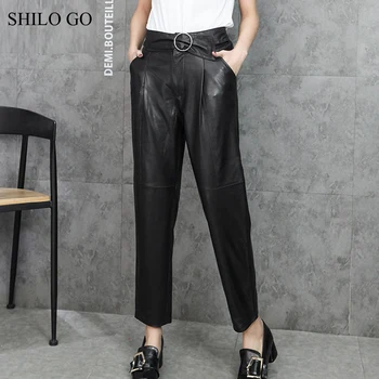 SHILO GO Leather Pants Womens Autumn Fashion sheepskin genuine leather Pants round metal stretch black high waist pencil pants
SHILO GO Leather Pants Womens Autumn Fashion sheepskin genuine leather Pants round metal stretch black high waist pencil pants