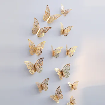 12Pcs/lot New 3D Hollow Golden Silver Butterfly Wall Stickers Art Home Decorations Wall Decals for Party Wedding hot
12Pcs/lot New 3D Hollow Golden Silver Butterfly Wall Stickers Art Home Decorations Wall Decals for Party Wedding hot