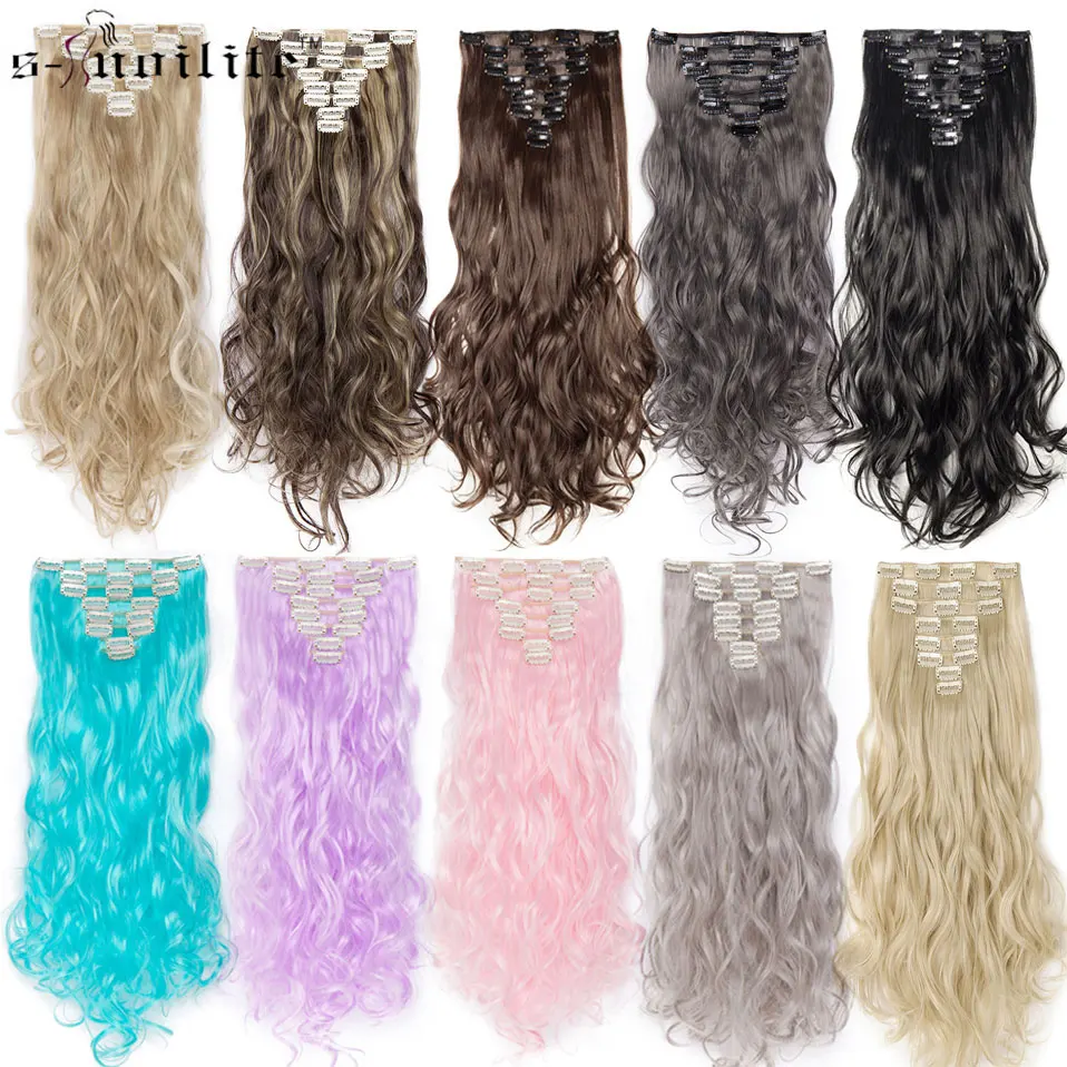 SNOILITE 24colors 18 clips Long wavy Synthetic Hair Extensions Clip in hair extensions for women 8pcs/set ombre hairpiece 24inch
SNOILITE 24colors 18 clips Long wavy Synthetic Hair Extensions Clip in hair extensions for women 8pcs/set ombre hairpiece 24inch