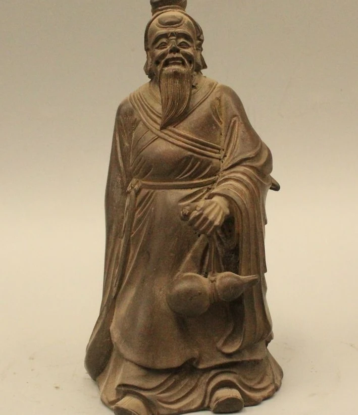 6" Chinese Taoism Pure Bronze Stand ideologist philosopher Li Erh Lao Zi Statue