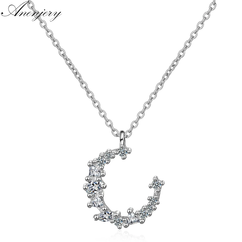Anenjery Hot Fashion Dazzling CZ Irregular Crescent Moon Pendant Necklace For Women 925 Sterling Silver Zircon Necklace S-N277
Anenjery Hot Fashion Dazzling CZ Irregular Crescent Moon Pendant Necklace For Women 925 Sterling Silver Zircon Necklace S-N277