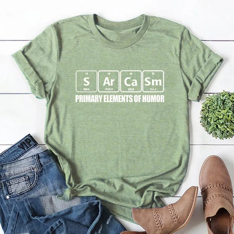 Sarcasm Primary Elements Of Humor T-shirt Fashion Summer Short Sleeve Graphic Science Tshirt Women Tumblr Hipster Tee Shirt Top
Sarcasm Primary Elements Of Humor T-shirt Fashion Summer Short Sleeve Graphic Science Tshirt Women Tumblr Hipster Tee Shirt Top