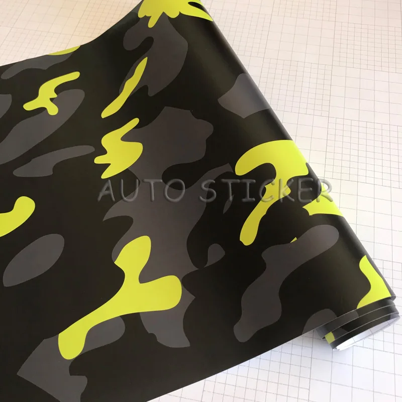 Yellow Black Gray snow camo vinyl car wraps 4