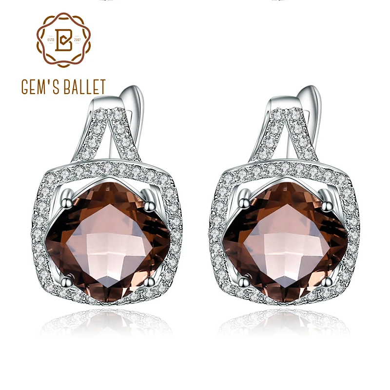 Gem's Ballet 925 Sterling Silver Earrings 4.40Ct Cushion Cut Natural Smoky Quartz Gemstone Stud Earrings For Women Fine Jewelry
Gem's Ballet 925 Sterling Silver Earrings 4.40Ct Cushion Cut Natural Smoky Quartz Gemstone Stud Earrings For Women Fine Jewelry