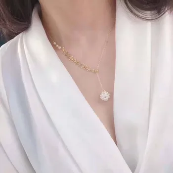 WKOUD Natural Pearl Jewelry,14K gold injection ball freshwater necklace with leaf chains for women,exquisite and fashion 3mm
WKOUD Natural Pearl Jewelry,14K gold injection ball freshwater necklace with leaf chains for women,exquisite and fashion 3mm