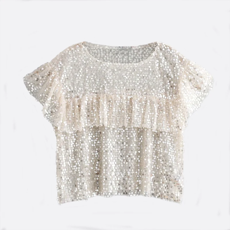 ZXQJ Women Bling Blouse Shirt 2019 Fashion Ladies Short Sleeve Transparent Mesh Blouse Girls Ruffle Sequined Tops Femme Chic
ZXQJ Women Bling Blouse Shirt 2019 Fashion Ladies Short Sleeve Transparent Mesh Blouse Girls Ruffle Sequined Tops Femme Chic