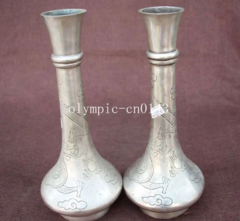 Pair 11'' bronze copper silver plating carvings auspicious beast dragon vase jar
Pair 11'' bronze copper silver plating carvings auspicious beast dragon vase jar