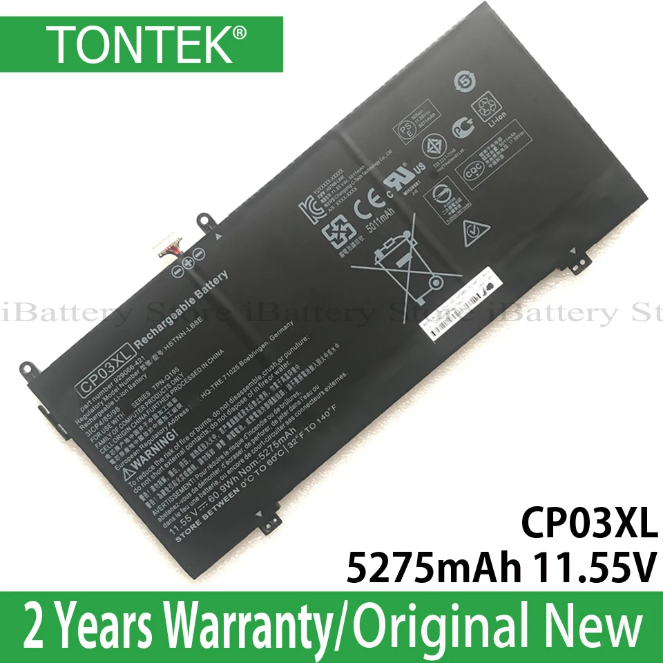 Genuine CP03XL Battery For HP Spectre x360 13-ae049ng 13-ae040ng 929066-421 929072-855 HSTNN-LB8E 11.55V 5275mAh
Genuine CP03XL Battery For HP Spectre x360 13-ae049ng 13-ae040ng 929066-421 929072-855 HSTNN-LB8E 11.55V 5275mAh