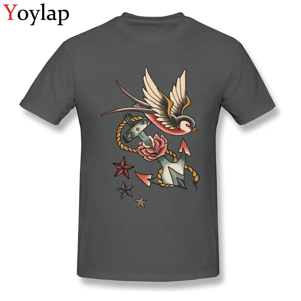 2017 New Fashion Printed On T-Shirt Round Collar All Cotton Retro Tattoo Male Tops Shirt Short Sleeve Fall Printed On Tee Shirt carbon
