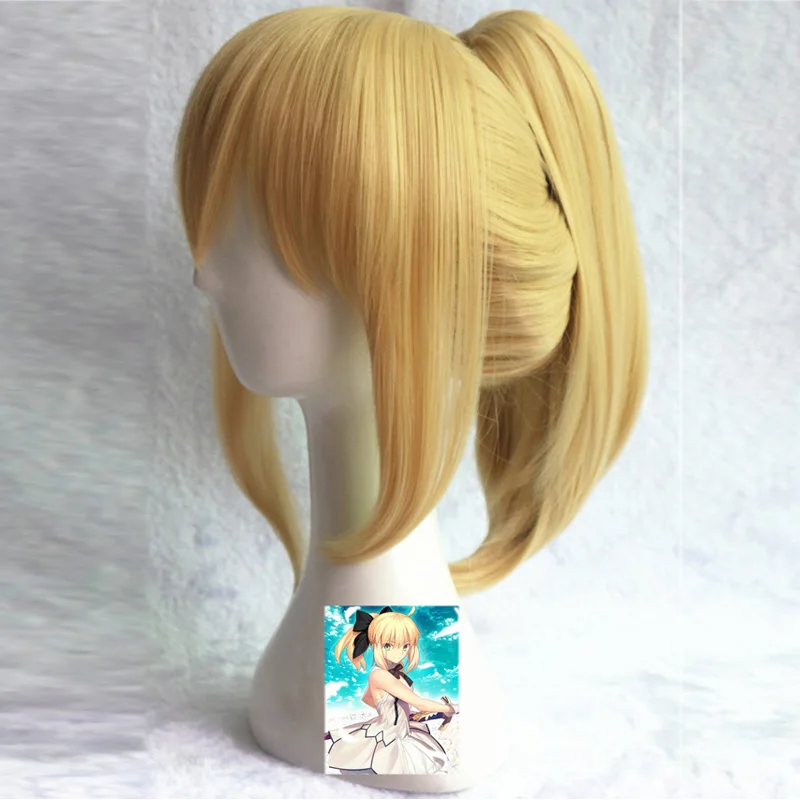 35 см Fate stay night saber lily Cosplay Полный парик из золотых синтетических волос с конским хвостом + сетка для волос
35 см Fate stay night saber lily Cosplay Полный парик из золотых синтетических волос с конским хвостом + сетка для волос