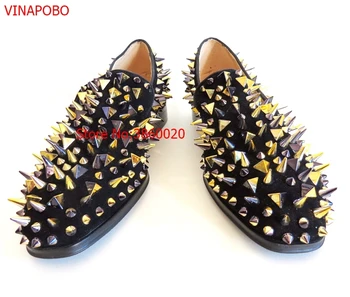 men loafers Top Quality Men Shoes Fashion Dandelion Spikes Men Loafers Gold Black Rivets Casual Dress Wedding Shoes Men Flats
men loafers Top Quality Men Shoes Fashion Dandelion Spikes Men Loafers Gold Black Rivets Casual Dress Wedding Shoes Men Flats