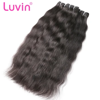 

Luvin 28 30 32 40 Inch 3 4 Bundles Indian Raw Virgin Hair Weaves Natural Straight 100% Human Hair Weave Bundles Unprocessed Hair