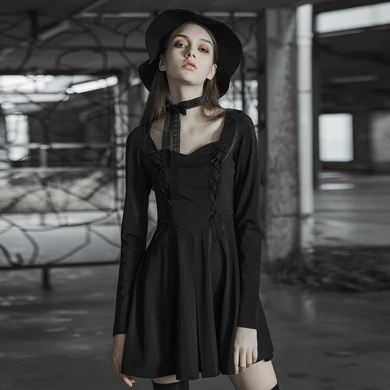 PUNK RAVE Spring Autumn New Women's Lace Black Gothic Dress Fashion Sexy Strapless Club Gothic Dress
PUNK RAVE Spring Autumn New Women's Lace Black Gothic Dress Fashion Sexy Strapless Club Gothic Dress