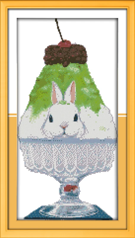 

Набор для вышивки крестиком с изображением кролика и мороженого из мультфильма 14ct 11ct Печать на холсте вышивка своими руками рукоделие