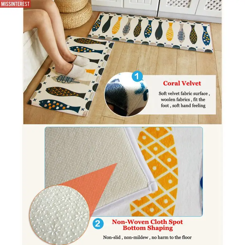 Missinterest Modern Coral Velvet Kitchen Mat Breathable Water Absorbent Anti Silp Ware Fish Kitchen Carpet High Quality
Missinterest Modern Coral Velvet Kitchen Mat Breathable Water Absorbent Anti Silp Ware Fish Kitchen Carpet High Quality