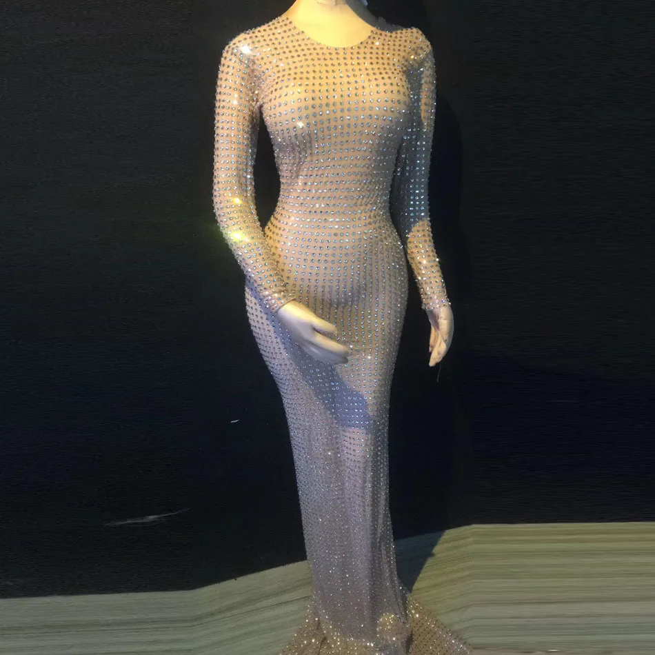 AB Rhinestones Sparkly long Dress Fashion Sexy Nude Big Stretch One-piece Party Dress
AB Rhinestones Sparkly long Dress Fashion Sexy Nude Big Stretch One-piece Party Dress