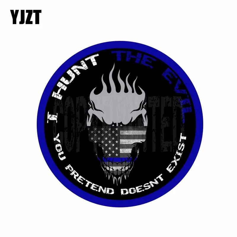 YJZT 14CM*14CM Blue line Police USA Flag I Hunt The Evil Decal Skull Car Sticker 6-0668
YJZT 14CM*14CM Blue line Police USA Flag I Hunt The Evil Decal Skull Car Sticker 6-0668