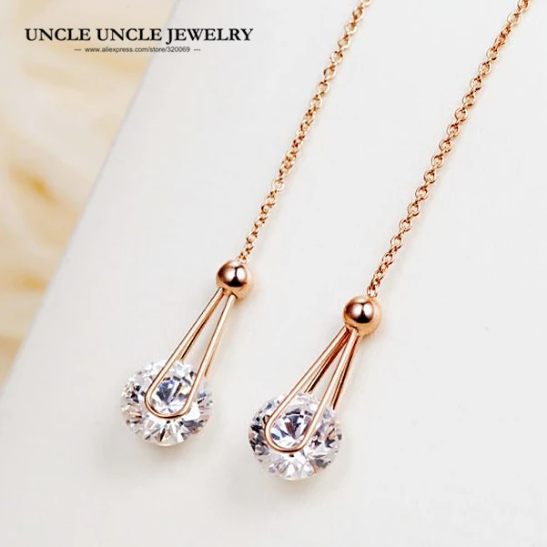 Rose Gold Color Clear 8mm Zirconia Studded Fashion Women Long Style Tassels Earrings Ear Line Wholesale Accessories
Rose Gold Color Clear 8mm Zirconia Studded Fashion Women Long Style Tassels Earrings Ear Line Wholesale Accessories