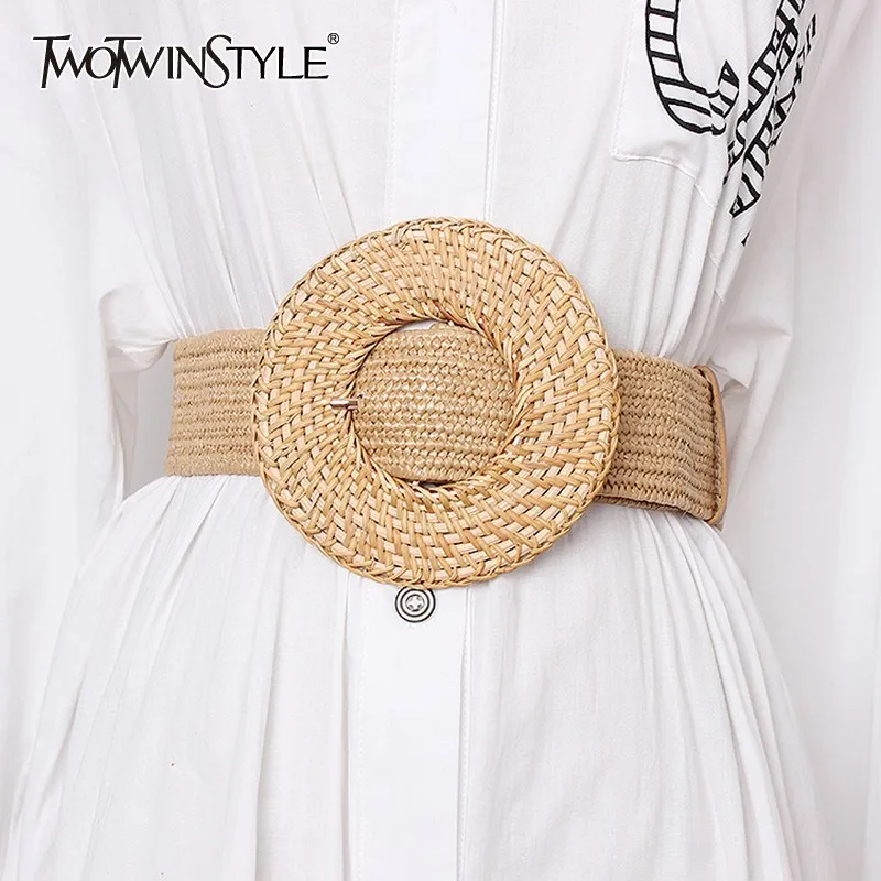 TWOTWINSTYLE Elastic Waist Belt Female Striped Belts For Women Vintage Dresses Accessories Fashion New Tide 2019 Summer
TWOTWINSTYLE Elastic Waist Belt Female Striped Belts For Women Vintage Dresses Accessories Fashion New Tide 2019 Summer