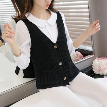 Women Cardigan vest 2018 Autumn Winter Fashion Knitted V-Neck Sleeveless Women Sweaters casual Pockets short Vest waistcoat
Women Cardigan vest 2018 Autumn Winter Fashion Knitted V-Neck Sleeveless Women Sweaters casual Pockets short Vest waistcoat