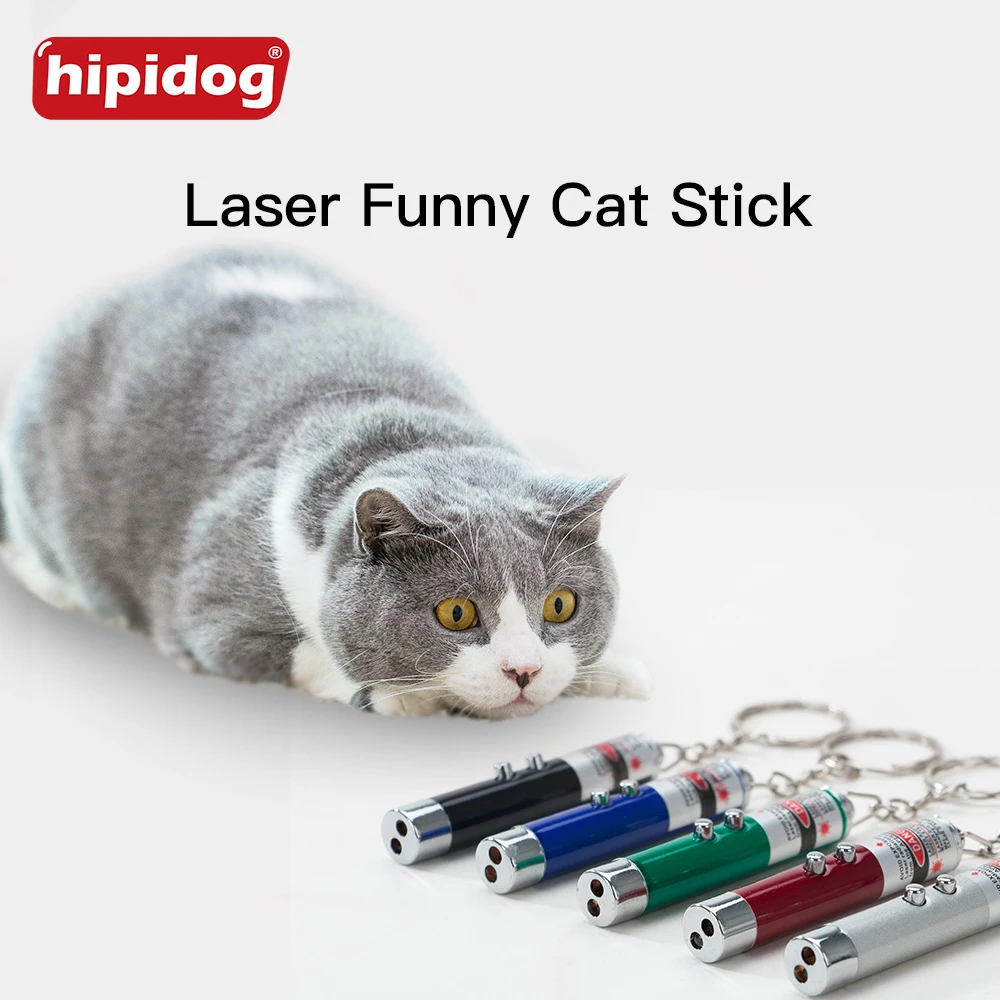 Фото Hipidog Cat Toy Laser Toys Funny Stick 2 in 1 LED Double Button Red Pointer White Light Pet Dog Supply | Дом и сад