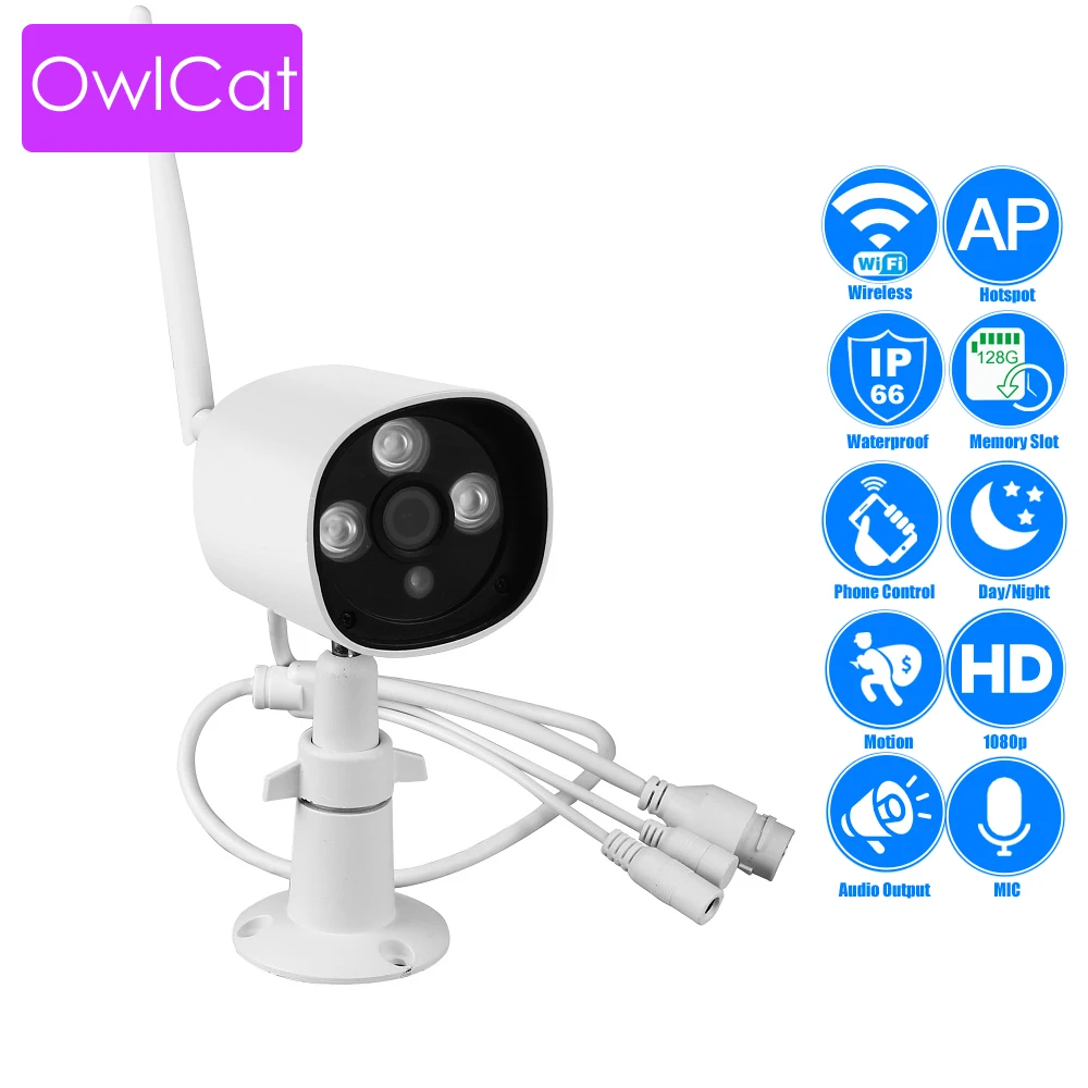 OwlCat Outdoor Waterproof Street Bullet IP Camera Wireless Audio Video WiFi Camera with 128G SD Card Slot and Onvif
OwlCat Outdoor Waterproof Street Bullet IP Camera Wireless Audio Video WiFi Camera with 128G SD Card Slot and Onvif