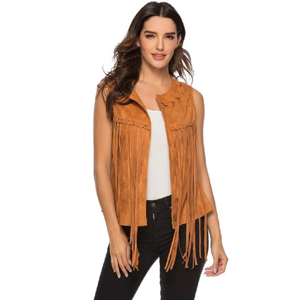 Summer Fashion Suede Stitching Coat Casual Tassel Vest Tops Ladies Cardigan Top Solid Vest Tops Female Women Sleeveless Pullover
Summer Fashion Suede Stitching Coat Casual Tassel Vest Tops Ladies Cardigan Top Solid Vest Tops Female Women Sleeveless Pullover
