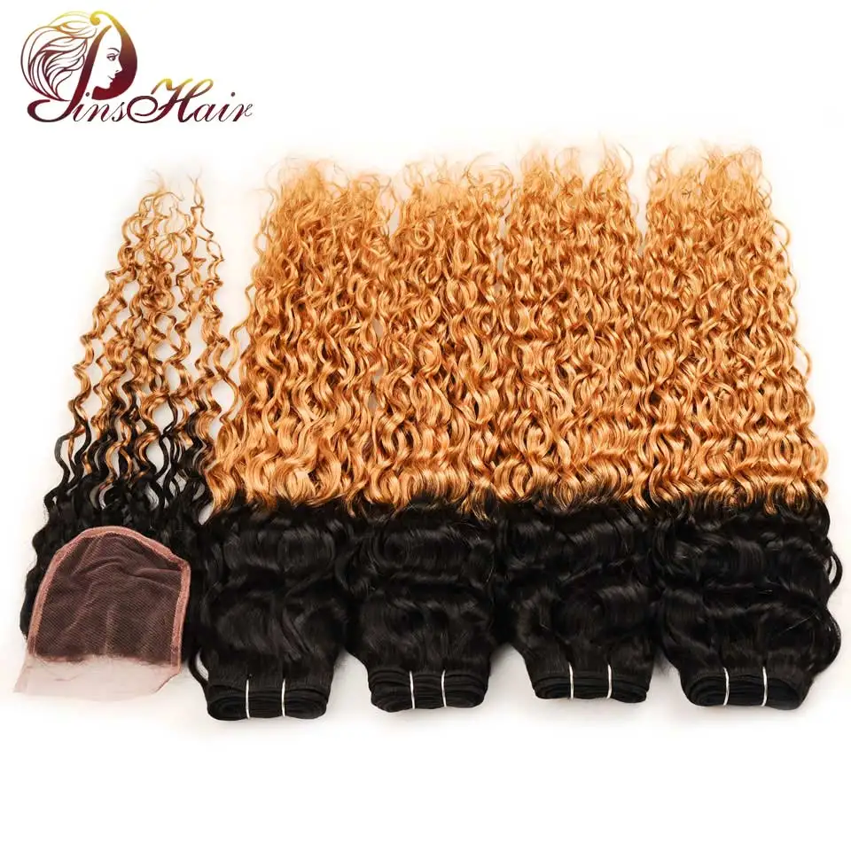 Pinshair Brazilian Water Wave Hair Weave 4 Bundles With Closure Ombre Blonde 1B 27 100 Human Hair Bundles With Closure Non-remy
Pinshair Brazilian Water Wave Hair Weave 4 Bundles With Closure Ombre Blonde 1B 27 100 Human Hair Bundles With Closure Non-remy