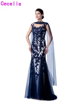 2019 Navy Blue Lace Mermaid Long Mother of the Bride Dresses With Shawl Sleeveless New Mother's Formal Evening Gowns Custom Made
2019 Navy Blue Lace Mermaid Long Mother of the Bride Dresses With Shawl Sleeveless New Mother's Formal Evening Gowns Custom Made