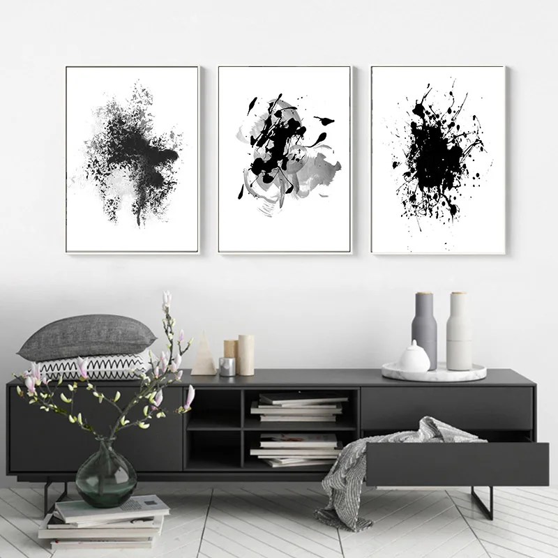 black white posters abstract ink wash canvas painting posters and