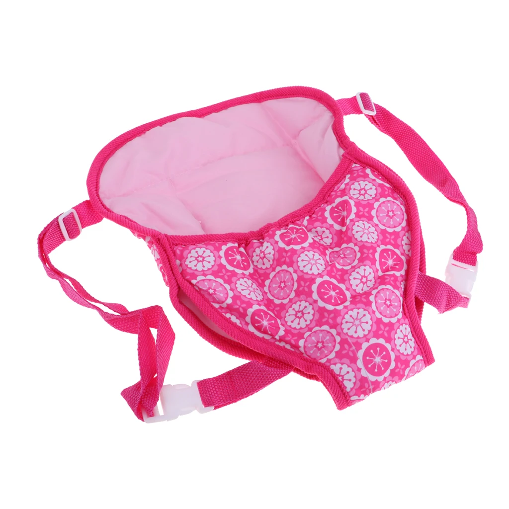 Cute Kids Backpack Schoolbag Doll Carrier Bag for 18inch Pink Flower Pattern