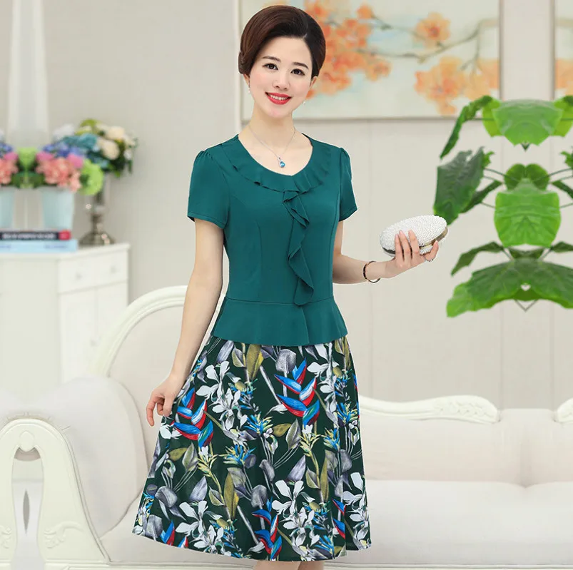 Middle Age Mother Clothes Work Dresses Summer Korea Fashion OL Women O-Neck Printed Short Sleeve Dress
Middle Age Mother Clothes Work Dresses Summer Korea Fashion OL Women O-Neck Printed Short Sleeve Dress