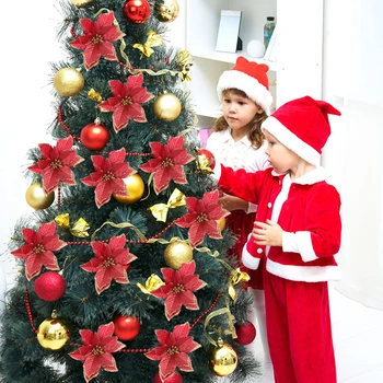 5/10PCS Artificial Flowers Christmas Tree Ornaments Christmas Decorations for Home Xmas Tree New Year Decor Navidad 2019 natale