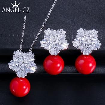 ANGELCZ Romantic AAA CZ Zirconia Jewelry Conncet High Quality Red Big Pearl Pendant Necklace Set For Women Wedding Gift AJ020
ANGELCZ Romantic AAA CZ Zirconia Jewelry Conncet High Quality Red Big Pearl Pendant Necklace Set For Women Wedding Gift AJ020