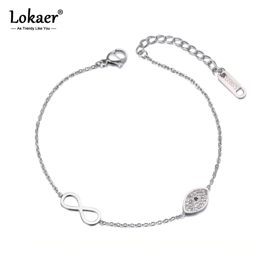Lokaer Trendy Infinity & Turkey Eye Charm Bracelets For Girls Stainless Steel Chain & Link Strand Bracelets Women Jewelry B19052
Lokaer Trendy Infinity & Turkey Eye Charm Bracelets For Girls Stainless Steel Chain & Link Strand Bracelets Women Jewelry B19052