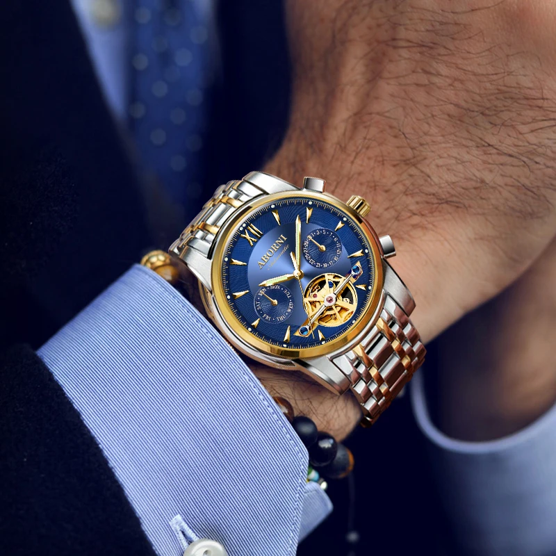 ABORNI Stainless Steel Mechanical Men Watch Gold Silver Clock Business Creative Male Casual Sport Wristwatch Relogio Masculino
ABORNI Stainless Steel Mechanical Men Watch Gold Silver Clock Business Creative Male Casual Sport Wristwatch Relogio Masculino