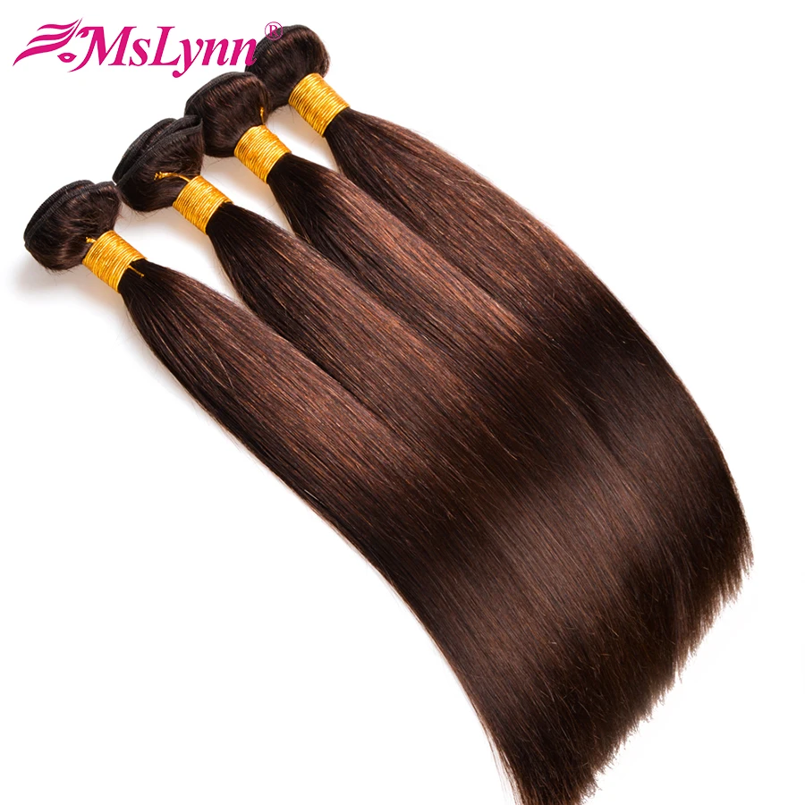 alt#2 Peruvian Straight Hair Bundles Dark Brown 100% Human Hair Bundles 4 Bundle Deals Mslynn Hair Non Remy Hair Weave Double Weft